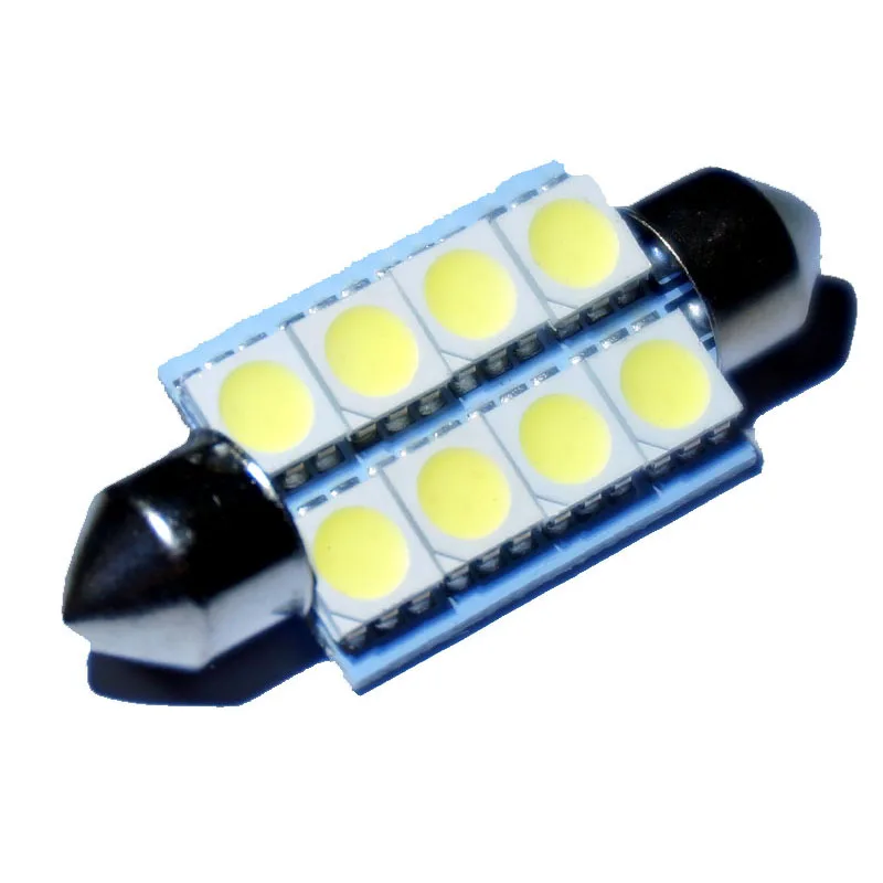 AORUNYEBAO 100X Белый Синий гирлянда 41 мм 8 LED 5050 SMD Авто C5W Купольная интерьерная лампа