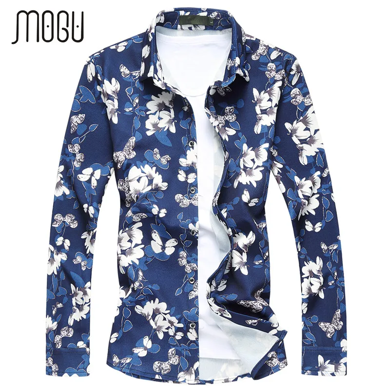 MOGU мужские футболки с цветами весна M 7XL цветочный принт длинный рукав