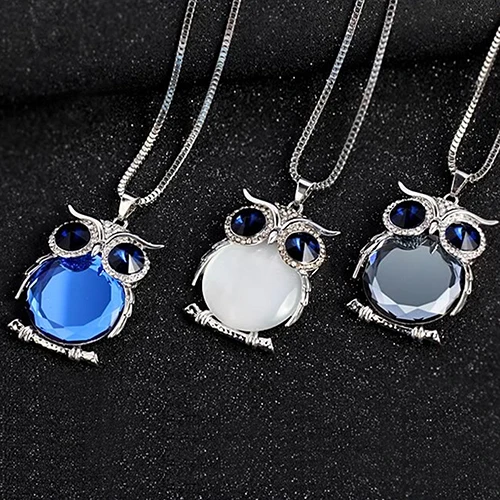Bluelans женское ожерелье со стразами Сова Кристалл Подвеска животное длинный