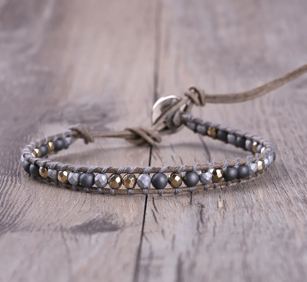 Kelich 2020 Новейший Браслет серый кожаный браслет на запястье браслеты из бисера для