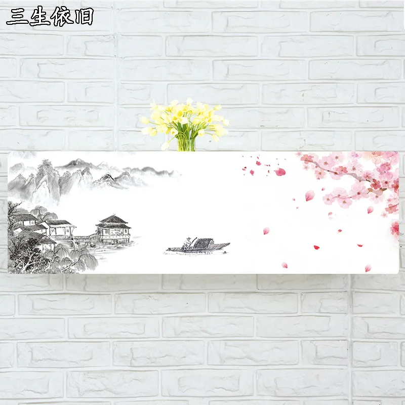 Indoor Air Conditioner Cover Wall Mounted Decorative Hood 74 79 81 83 86 89 95 105 x 30 x 20cm Plum blossom Boat Hill Pink White