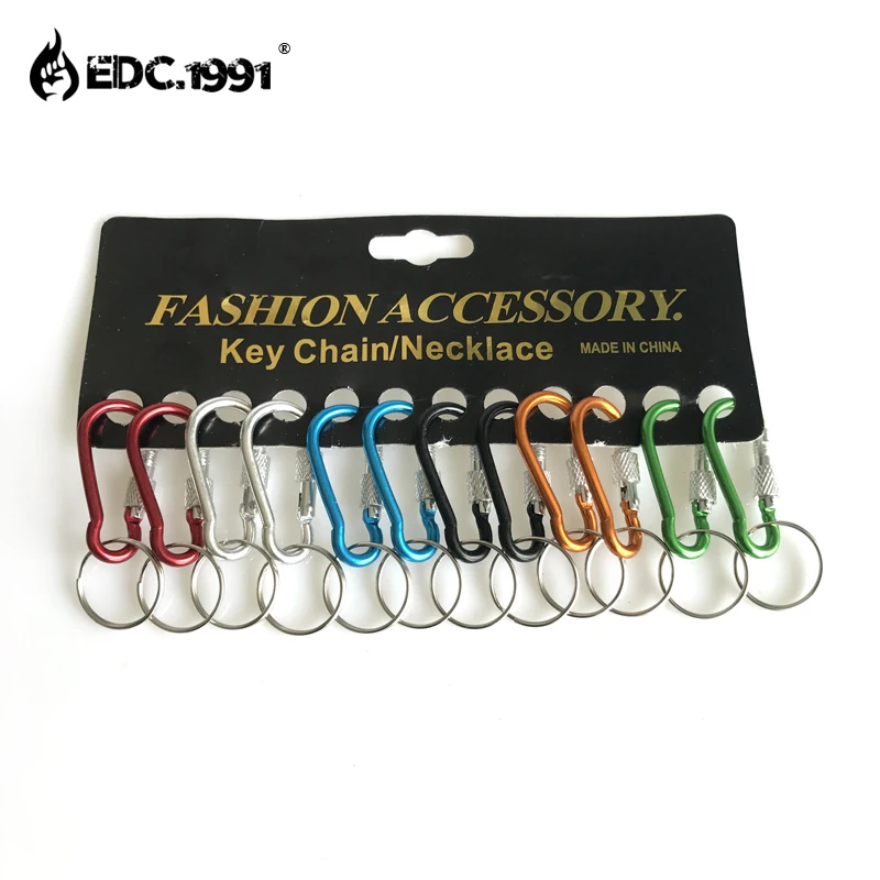 12PCS Camping Carabiner Key Chain Outdoor Climbing D-Ring Buckle Screw Lock Hook Hanging Clip Aluminum Tool EDC GEAR | Спорт и