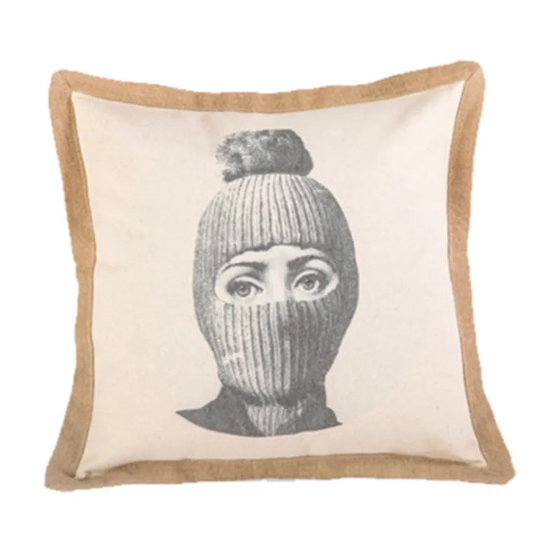 Скандинавская ретро черно-белая подушка из хлопка и льна с изображением букв