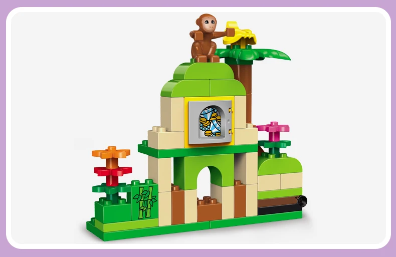 3 комплекта Конструкторы duplo наборы джунглей животных блоки Большой размер DIY enleten кирпичи совместимые Фигурки Игрушки для маленьких детей