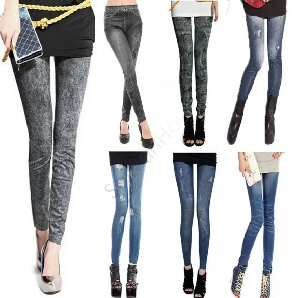 2015 New Lady's Denim Like Faux Jean Pants Leggings Women Jeans Casual Pencil 51 | Женская одежда