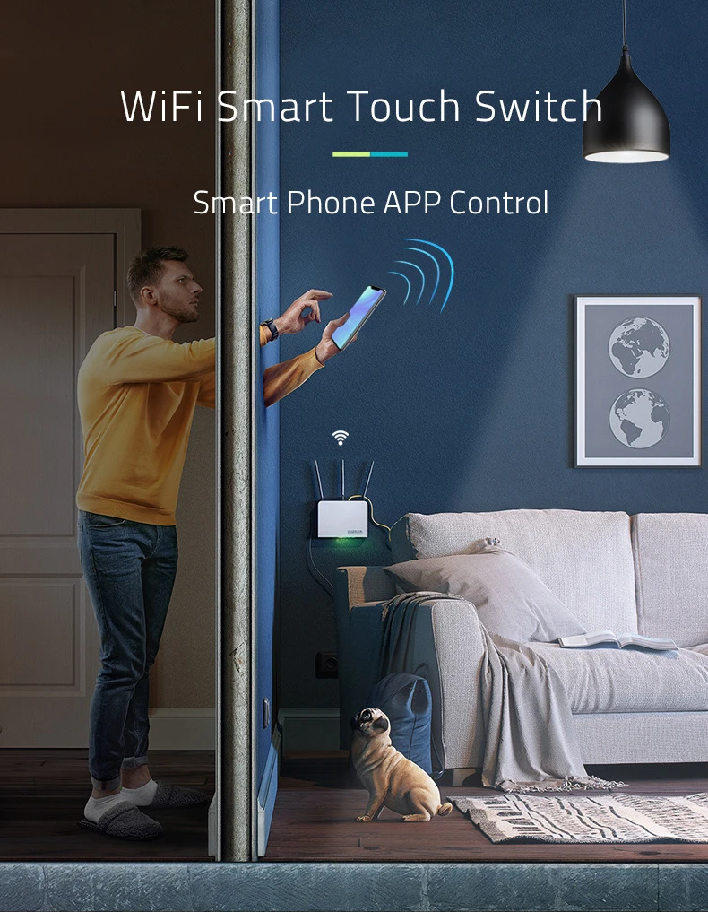 Дизайн, беспроводной пульт дистанционного управления, wifi, умный сенсорный переключатель, 2 банды, белый, 4 цвета, стеклянная панель, датчик, настенный светильник, wifi переключатель