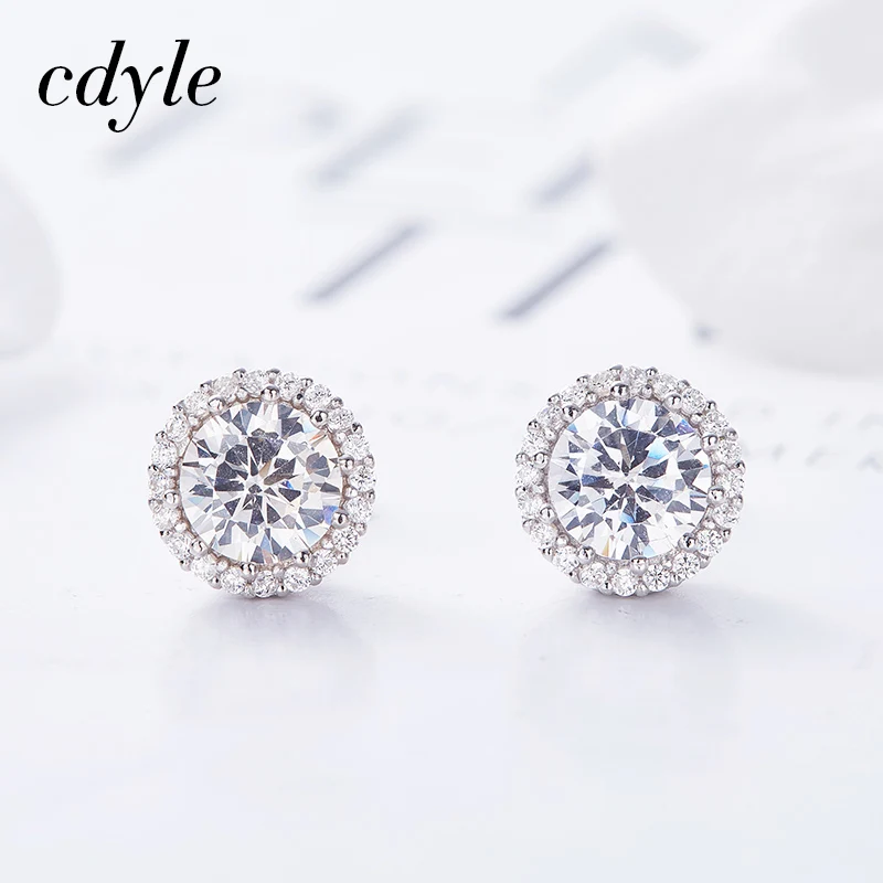 Женские серьги-пусеты Cdyle из серебра 925 пробы с кристаллами | Украшения и