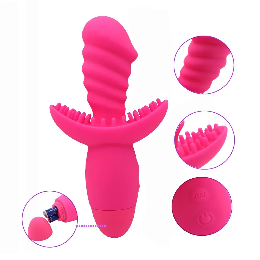 Йема 10 режимов ярко-розовый Гладкий силикон Мощный вибратор Кисточки стимуляции