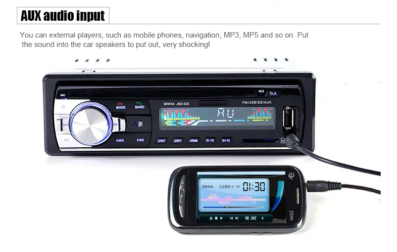 Авторадио 12 в Bluetooth V2.0 JSD520 автомобильный стерео In-dash 1 Din FM Aux вход приемник SD USB MP3 MMC WMA автомобильный Радио плеер