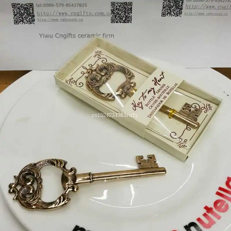 100 шт. элегантный открывалка для бутылок Ключ к сердцу в подарочной коробке