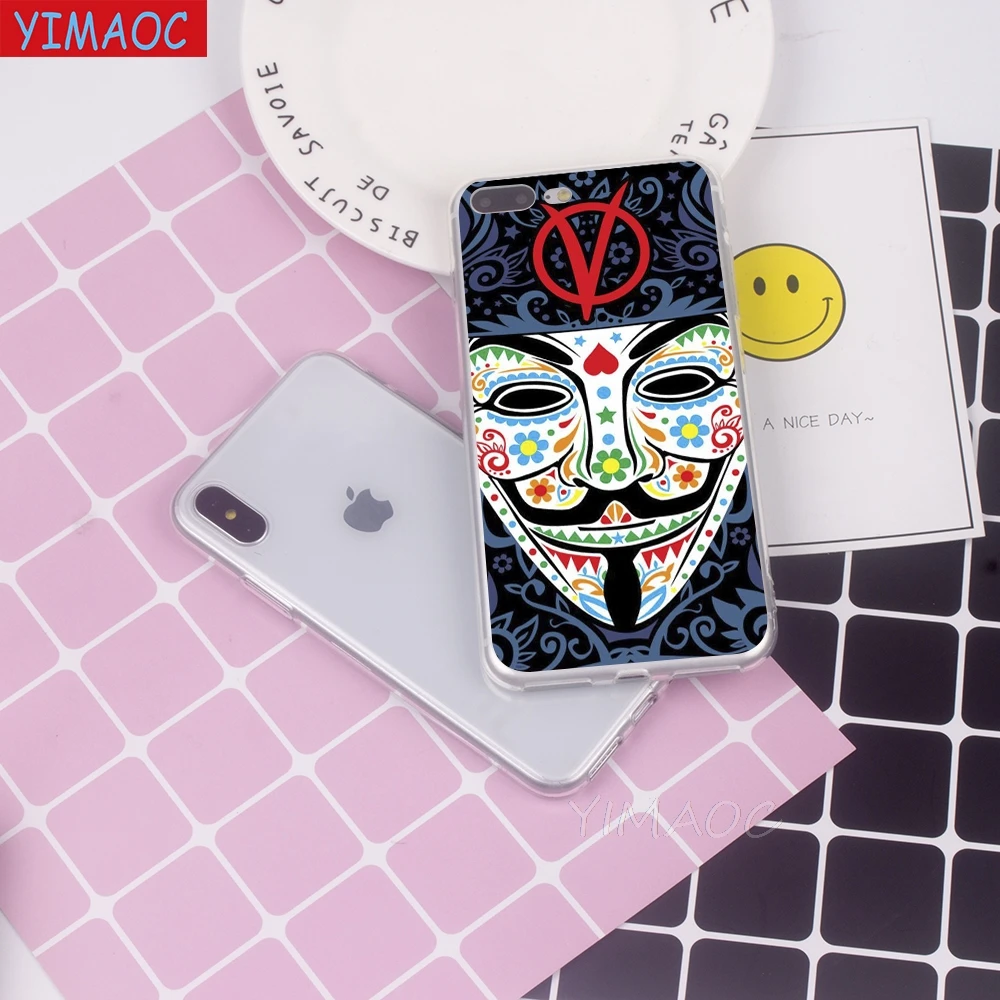 YIMAOC V for Vendetta design Soft Case TPU Silicone Cover iPhone 8 7 6 6S Plus 5 5S SE X XR XS 11 Pro Max Shell Cases |