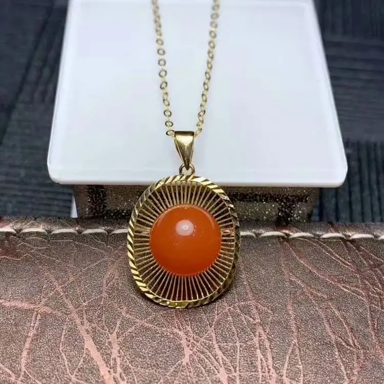 Shilovem 18K розовое золото настоящий натуральный южный Красный Агат Подвески без
