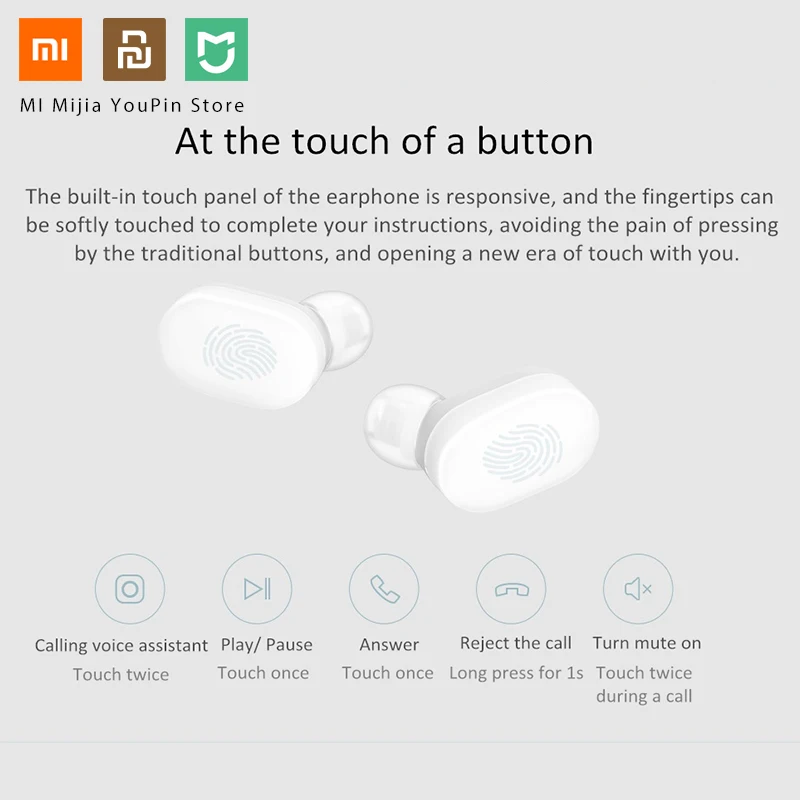 Оригинальные наушники Xiaomi Airdots TWS Bluetooth 5,0, молодежная версия, сенсорное управление с зарядным устройством, мини беспроводные наушники, 1 пара