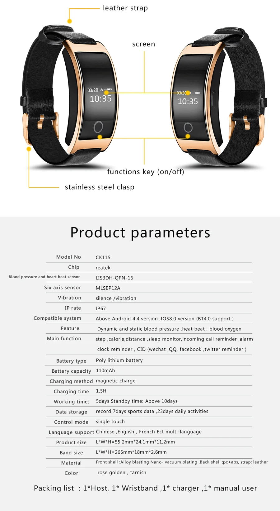 Letine CK11S для мужчин женщин фитнес умный Браслет кровяное давление монитор сердечного ритма наручные часы Спорт Тестер шагомер PK Y2