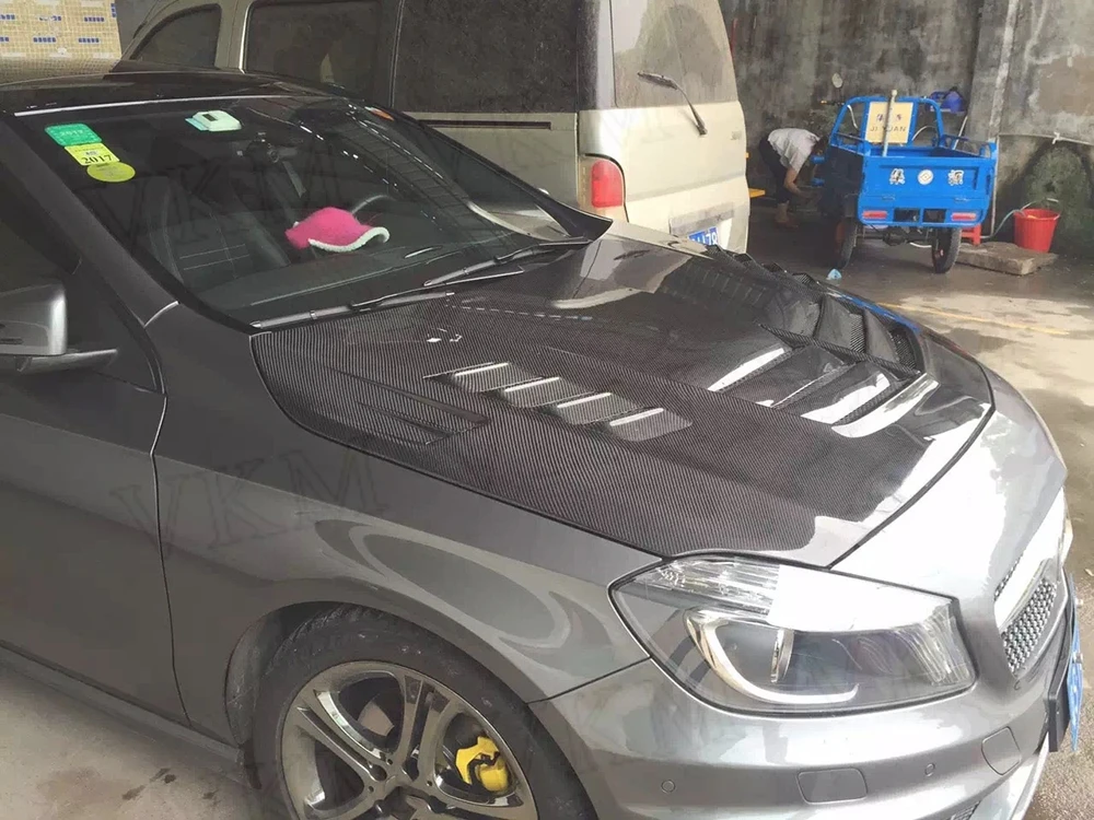 Класс углеродного волокна передний бампер двигателя капоты крышки для Mercedes Benz A180 A200 A250 AMG A45 13-16
