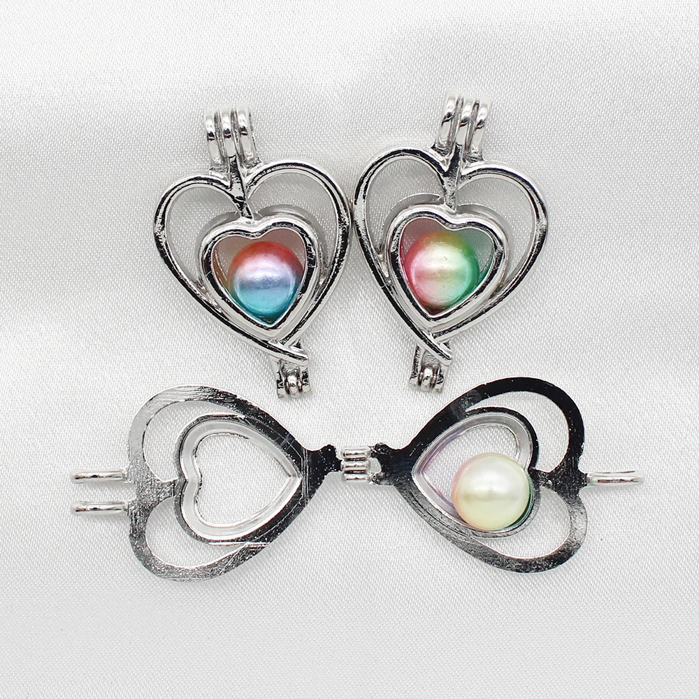 10 шт посеребренные ЛЮБОВЬ сердце жемчужная клетка Духи Эфирное масло медальоны