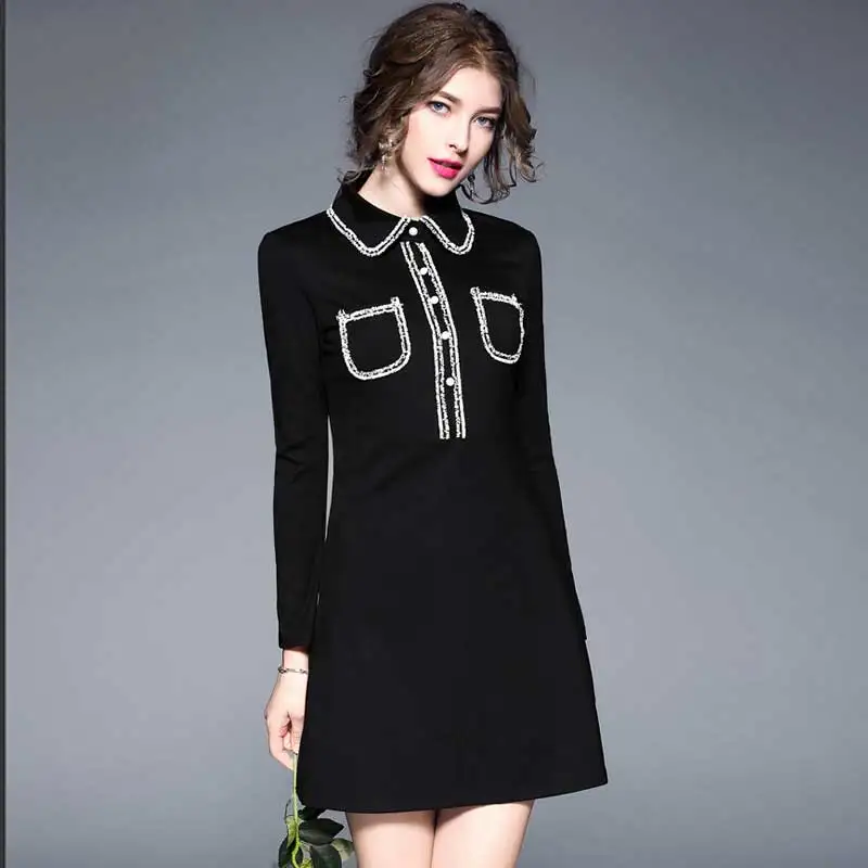 Женское вечернее мини платье bonnie thea черное элегантное для офиса на зиму|dresses