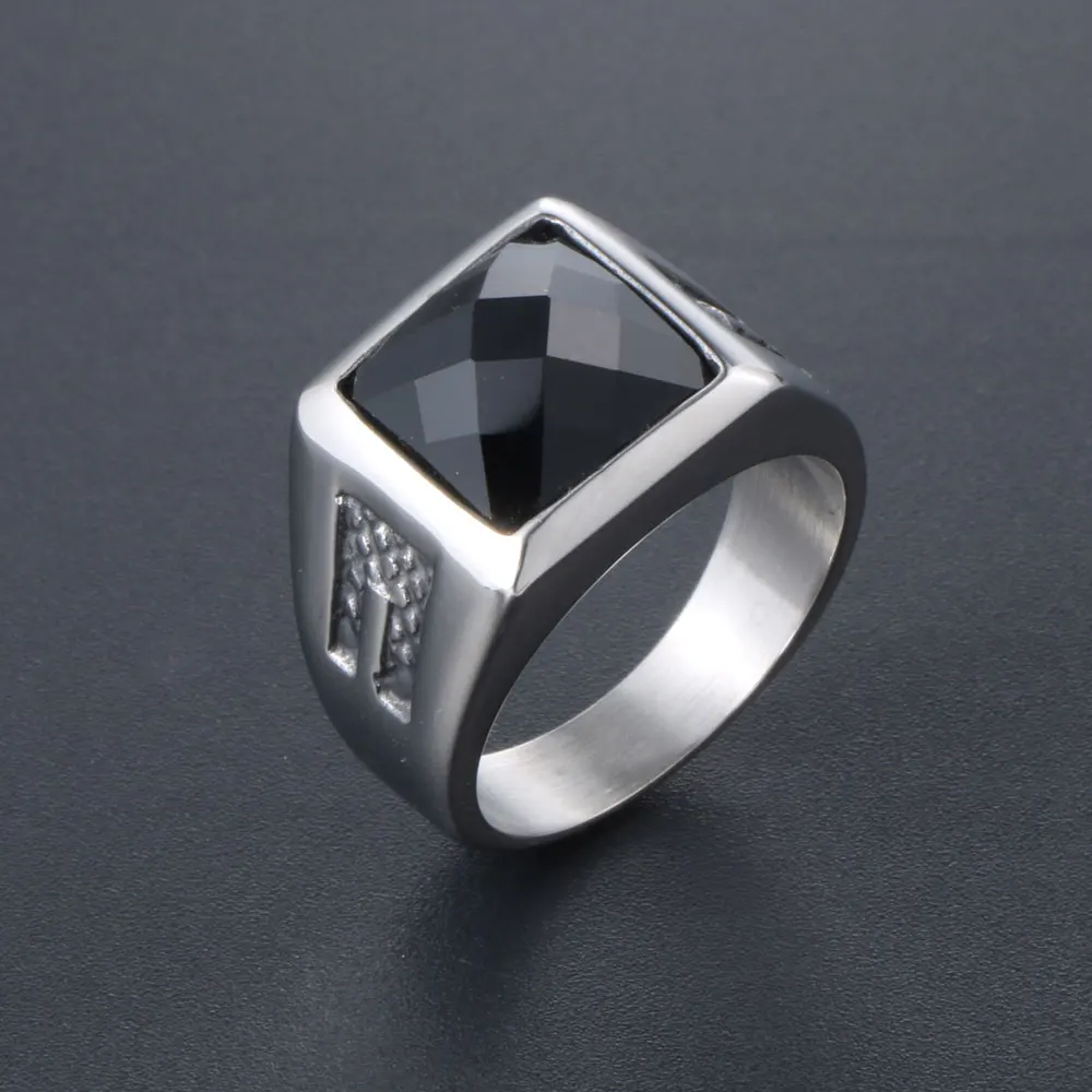 TrustyLan Модные Новые однотонные мужские кольца из нержавеющей стали с красным