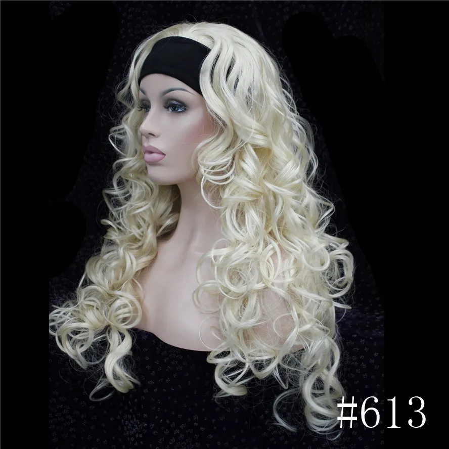 StrongBeauty женские длинные вьющиеся волосы 3/4 парики Черный/Блонд женский парик с головной повязкой 7 цветов - Цвет: #613