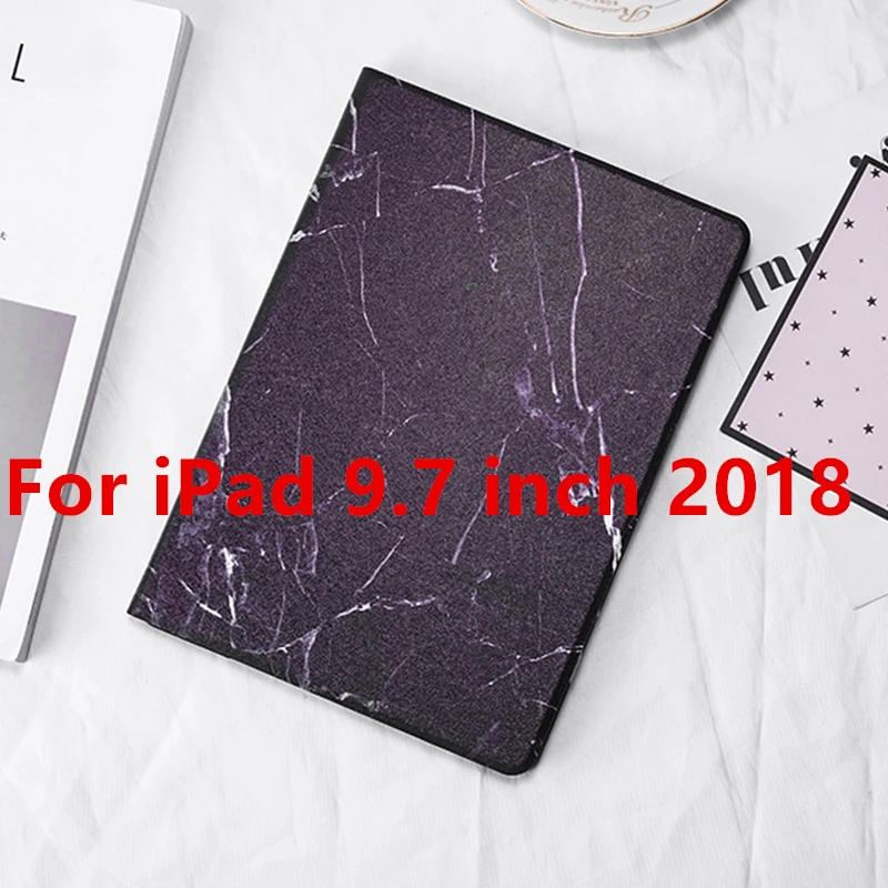 Для iPad 9,7 чехол жесткий мраморный узор PU планшет защитный чехол для iPad Air 1 2 Mini 1 2 3 4 iPad 2/3/4 Funda Coque - Цвет: Black 2018