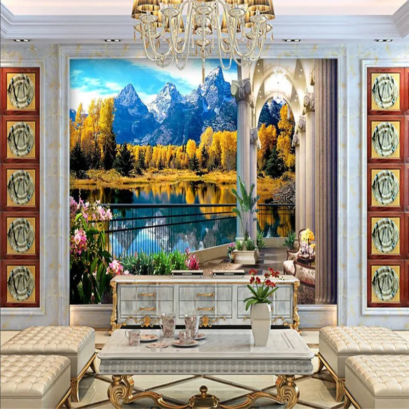 Beibehang3D балкон альпийский клен озеро пейзаж фон современная Европа росписи для