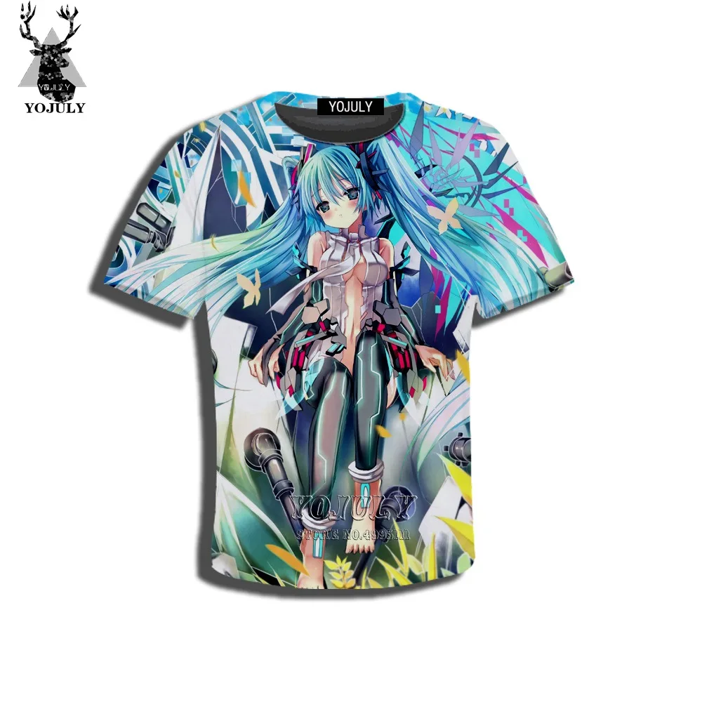 YOJULY/Детская Повседневная футболка с 3D принтом аниме для девочек, Vocaloid Hatsune Miku Kawaii летняя футболка одежда для мальчиков и девочек C35