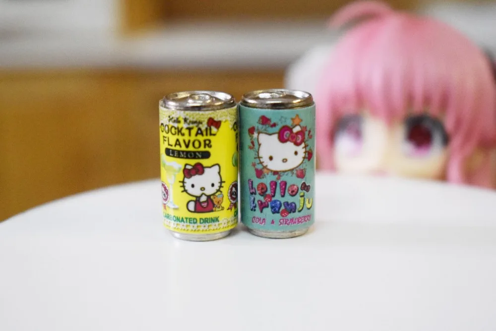 Милый 6 шт./лот 1:6 масштаб миниатюрный hello kitty напитки Миниатюрный Кукольный домик кухня еда для Blyth куклы-Барби игрушки аксессуары