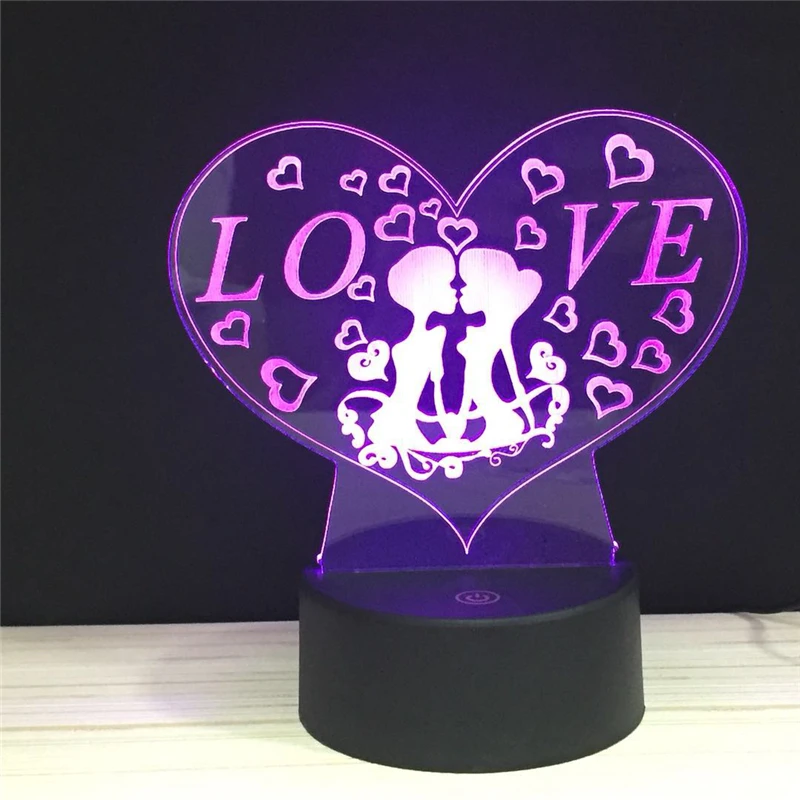Valentine's Day colorful 3D Light love gesture action touch lights LED RGB Valentine gift present Night lamp remote lighting | Лампы и