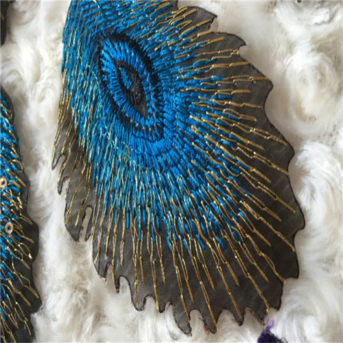 blue SASKIA 30P блесток павлин перо аппликация Одежда Вышивка патч Ткань стикер гладить на шитье патчи ремесло вышитые Diy - Цвет: blue