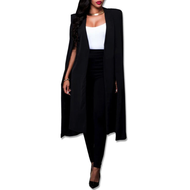 Плащ Женское пальто кардиган Осенняя накидка блейзер верхняя одежда плюс размер