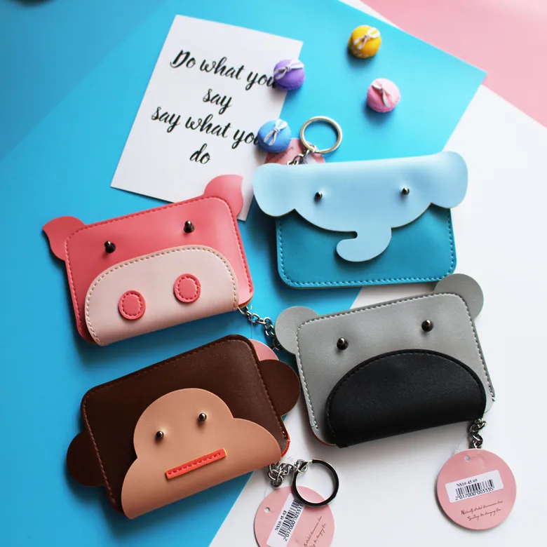 Korea Cutie Monkey PU Purse Coins Card Pouch Keychain Birthday Party Favor Take-home Bag Storage Goodie | Дом и сад
