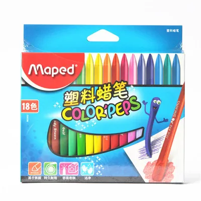 18 Colors Paper Box Maped пластиковый мелок s 12/18/24/36/48 набор Цвет ручки с тригонометрическими фигурами, с рисунком из мультфильма Аниме crayon детский пластиковый мелок - Цвет: 18 Colors Paper Box