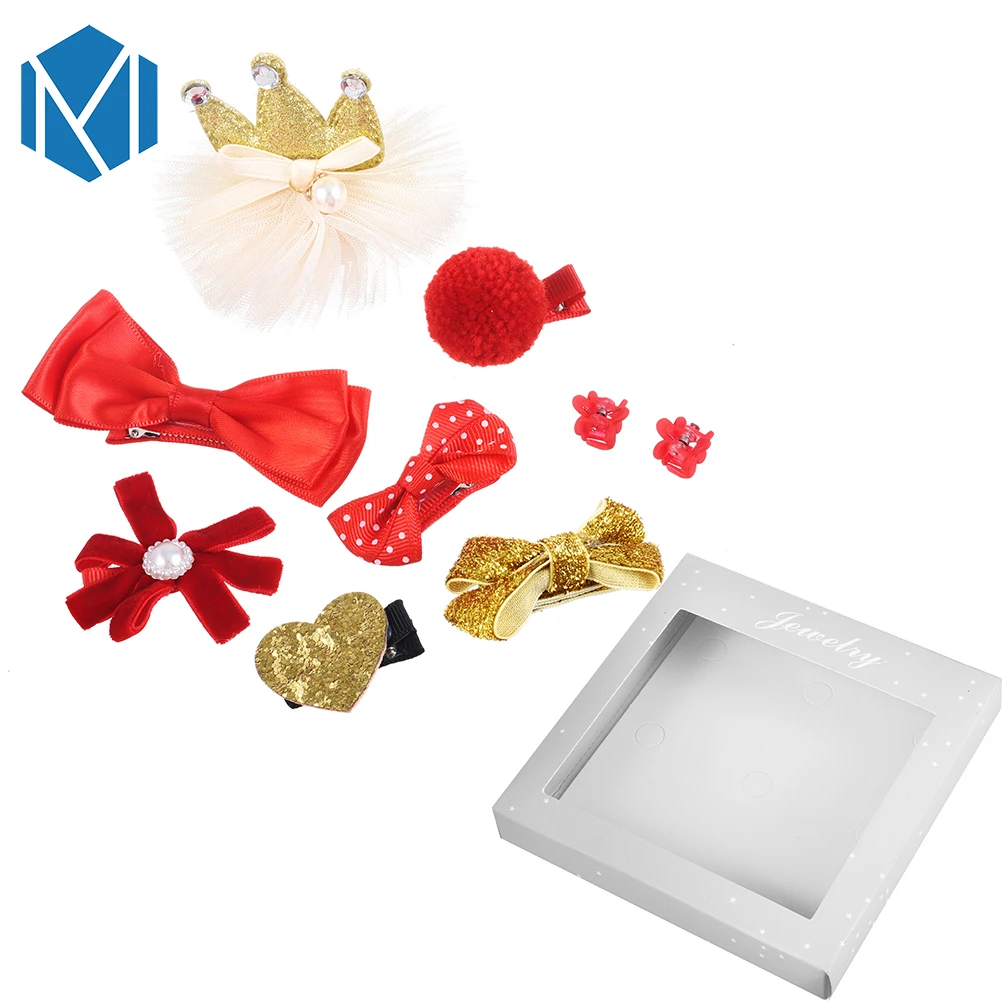 M MSIM 1Box Set=10PCS Children Girls Princess Lace Crown Hair Accessories Set Tiara Bow-knot Star Clips Flower Claws | Детская одежда и