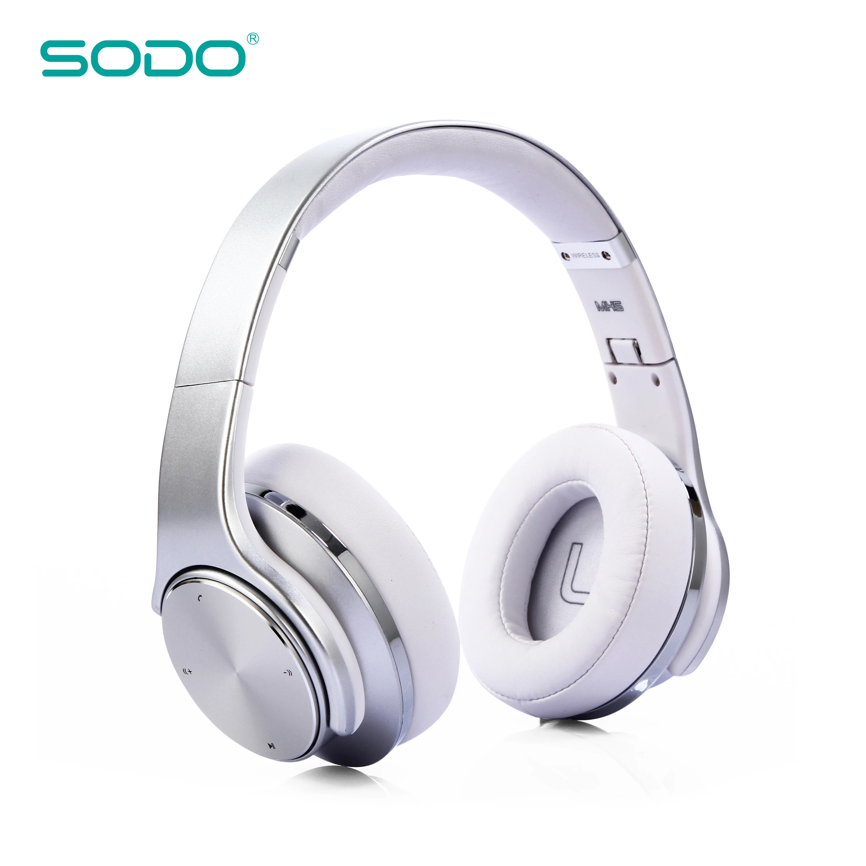 Оригинальные удобные беспроводные наушники SODO MH5, NFC, 2 в 1, Twist-out, Bluetooth, динамик, наушники с микрофоном для ПК и мобильных телефонов - Цвет: Серебристый