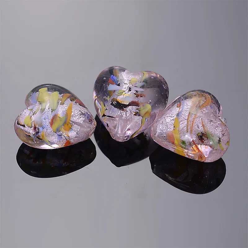 5 шт. розовые сердца из фольги стеклянные бусины шамилия разделительные для