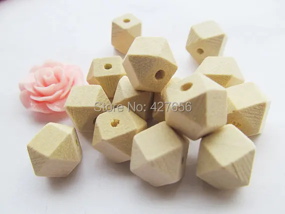1000pcs 10mm Unfinished Faceted Natural Wood Cubic Spacer Beads Pendant Charm Finding,14 Hedron Geometricf Figure Wooden Beads