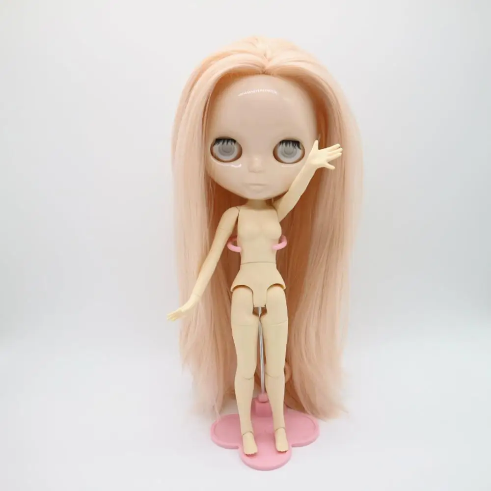 white skin Без глаз чипы цельная кукла без одежды blyth кукла розовые волосы для DIY 20171012 - Цвет: white skin