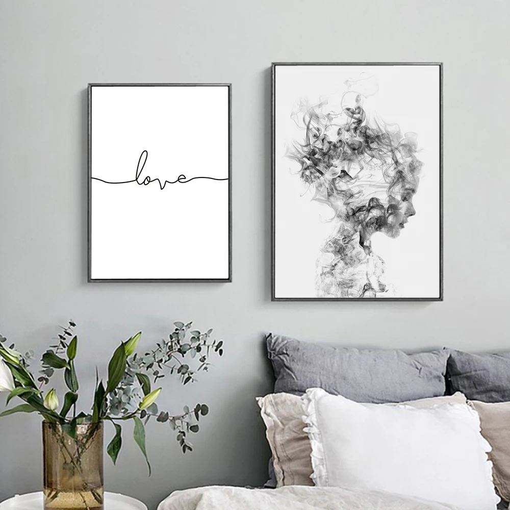 

Abstract Feature Portrait Canvas Poster Nordic Wall Art Print Painting Line Draw Love Decoration Picture Home Decor No Frame