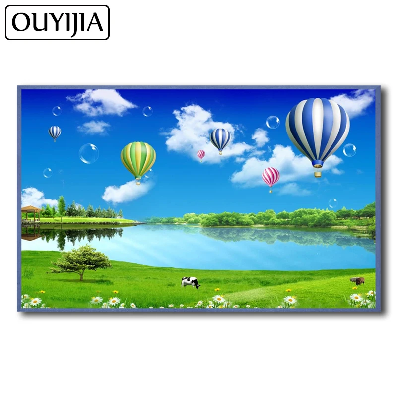 OUYIJIA мультфильм деревья Луг шар Цветок мозаика 5D DIY алмазная живопись Вышивка