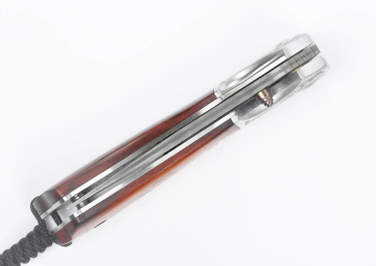 Мини дамасский нож 61HRC красный сандаловое дерево или ушка ручка карманный