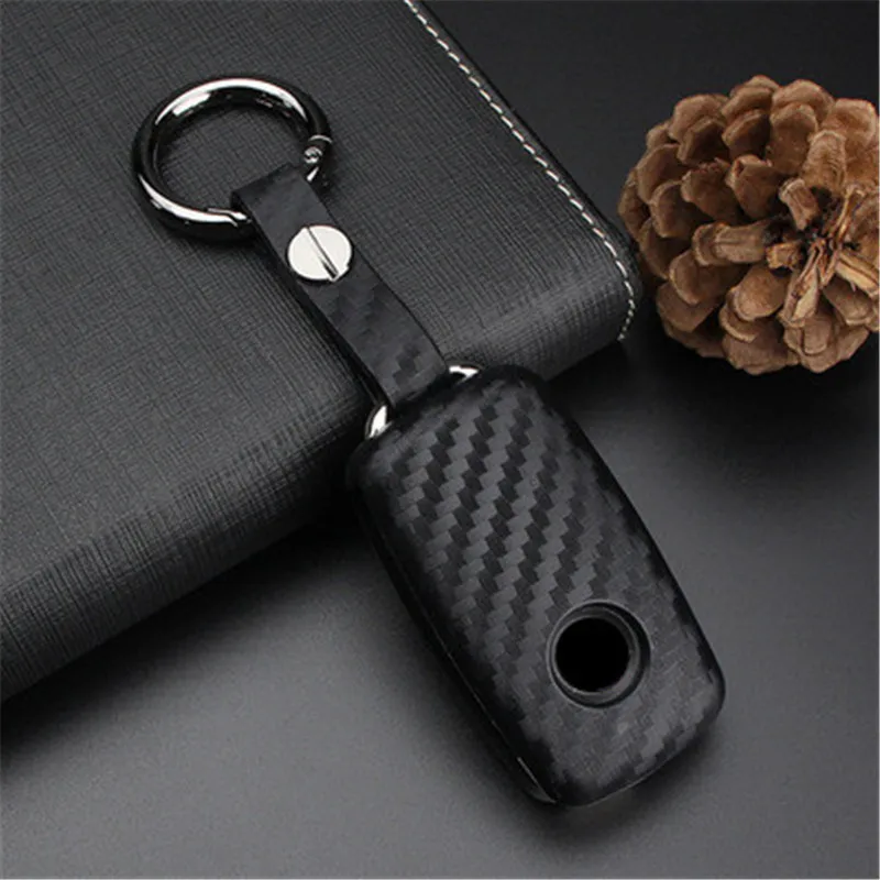Силиконовый чехол для автомобильного ключа из углеродного волокна Volkswagen VW Passat CC