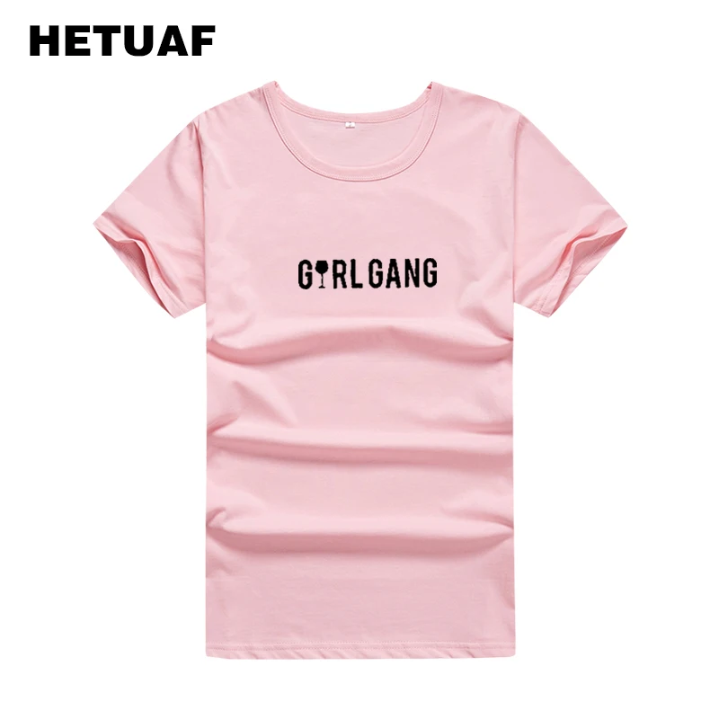 HETUAF Girl Gang Графические футболки Лучший Друг рубашка 2018 женских кепки в стиле панк
