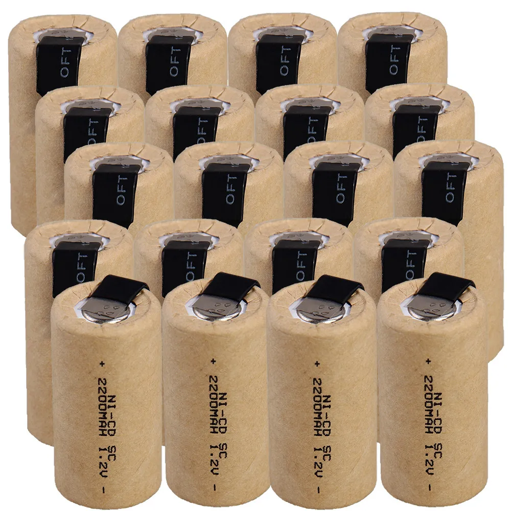 Реальная емкость 20 шт SC батарея 1 2 V NICD 2200mah SUBC батареи для электрических дрелей
