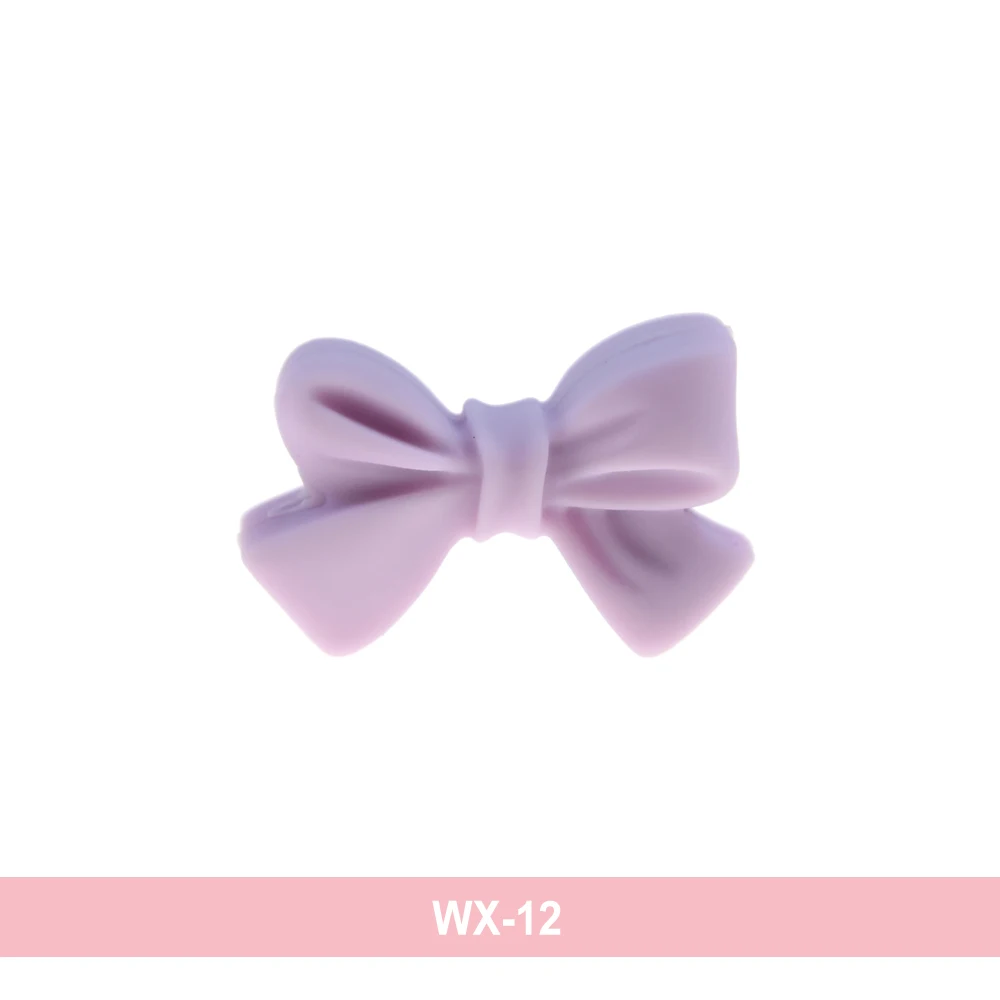 WX12 Happyfriends, 10 шт., бант, силиконовые бусины, без бисфенола, галстук-бабочка, детский, для прорезывания зубов, бисер для самостоятельного изготовления ювелирных изделий, Детские Жевательные зубки, подарок - Color: WX12