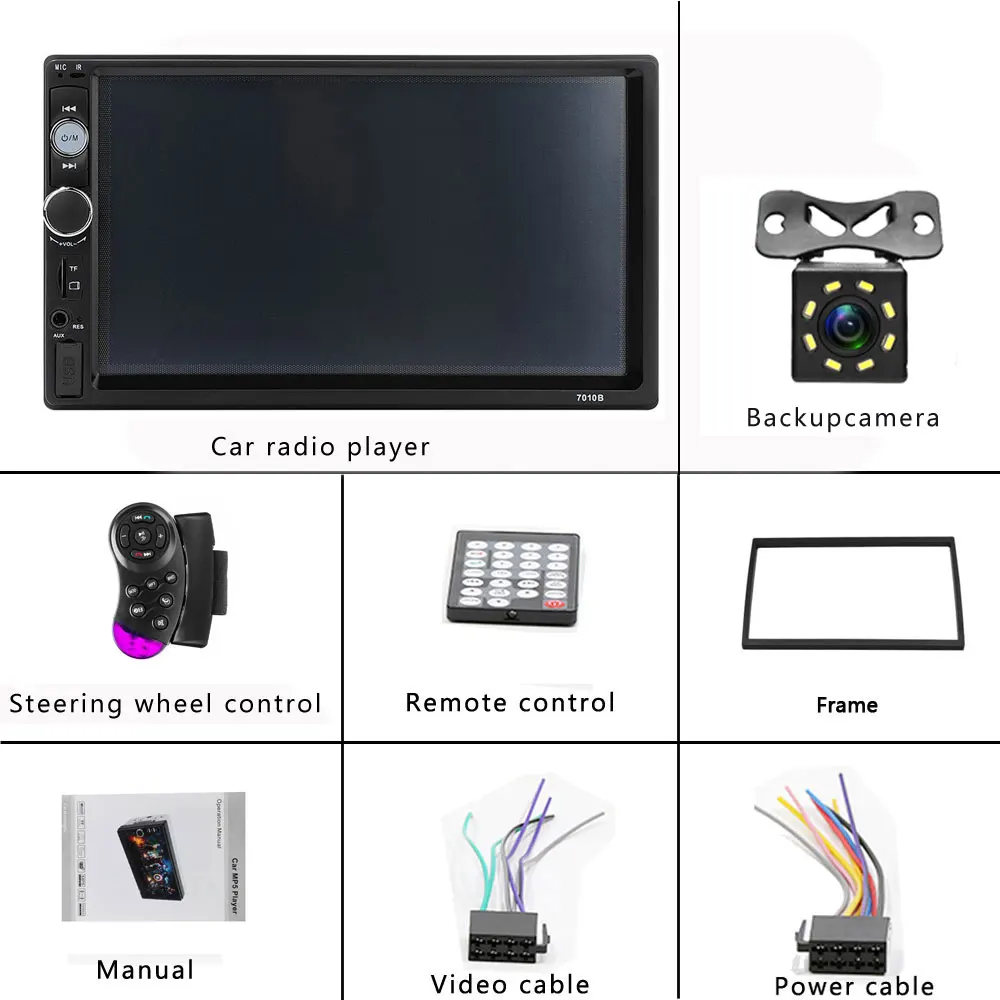 With 8 IR Camera Podofo Авторадио 2 Din " ЖК сенсорный экран Автомагнитола bluetooth Мультимедиа Авто аудио стерео Зеркало Ссылка рулевое колесо управление - Цвет: With 8 IR Camera