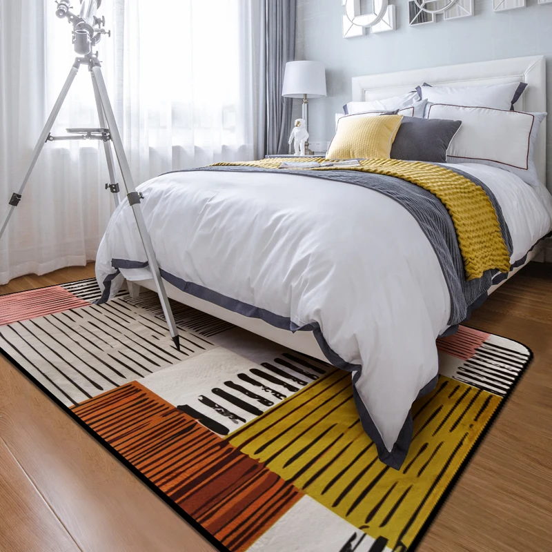 

Fashion Stripe Carpets For Living Room Warm Bedroom Kids Crawl Soft Area Rug Sofa Coffee Table Floor Mat Rectangle Decor Carpets