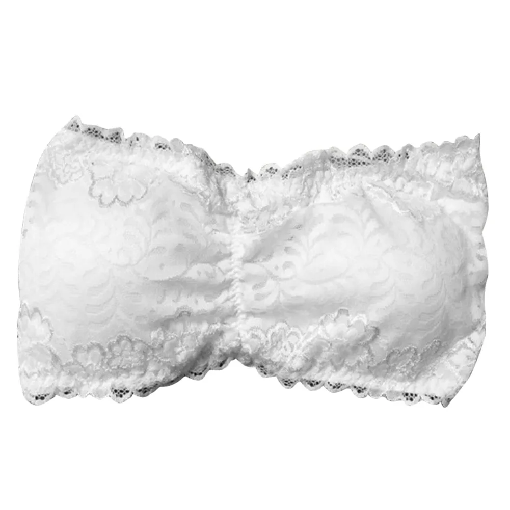 white Пикантные брендовые Для женщин цветочные кружева Bralet Бюстгальтер Бюстье закрытие задней бюстгальтер Bandeau Топ Мягкий бюстгальтер без косточек без бретелек - Цвет: white