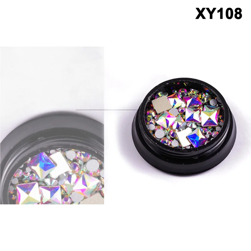 XY108 10 шт красочный квадратный ноготь Искусство Стразы смешанные ногтей алмазные украшения для ногтей MH88 - Цвет: XY108