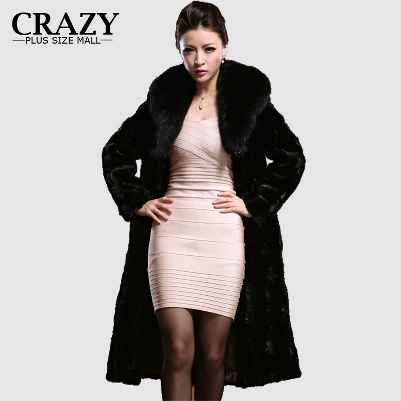 F1008 2021 размера плюс 6XL XXXL 4XL 5XL зимние теплые полной длины пальто из искусственного