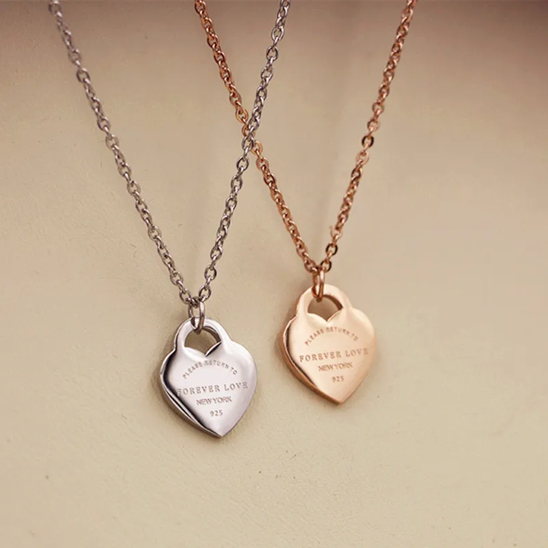 Женское колье с подвеской в виде сердца Ювелирное Украшение надписью Forever Love